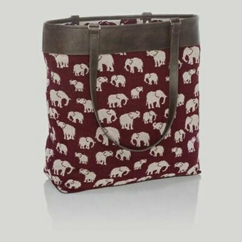 Thirty-One Reversible Tote Safari Weave Elephant Print NEW — Retail‎ $68